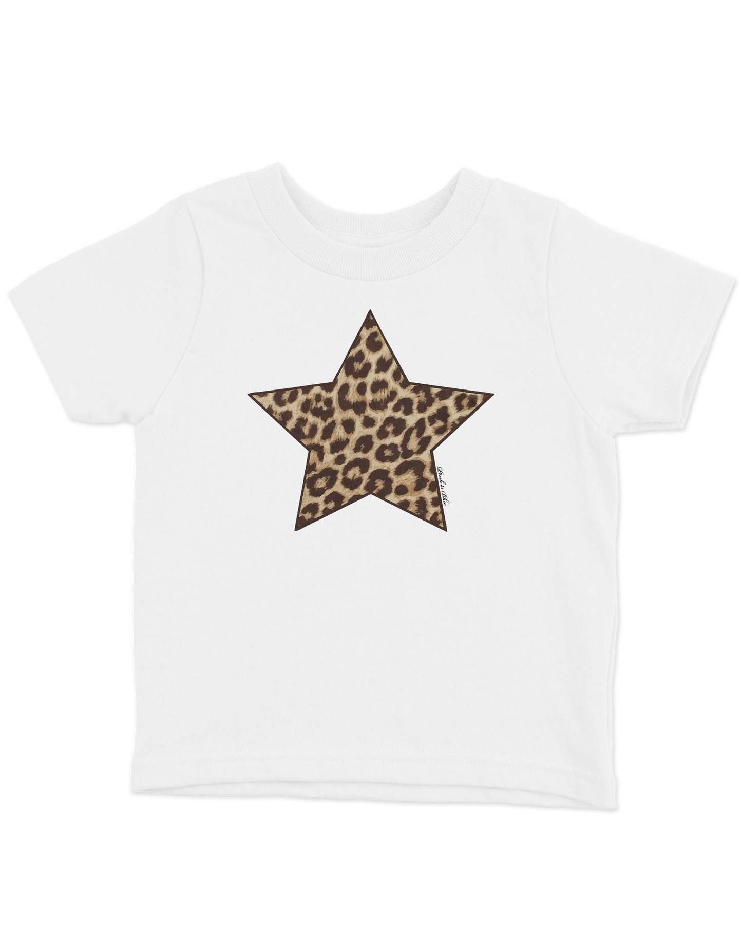 White Baby Tee with a Cheetah Print Star Graphic