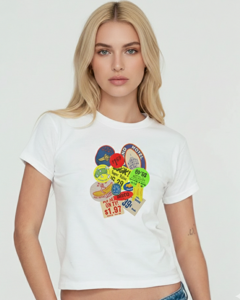 Vintage Stickers Baby Tee