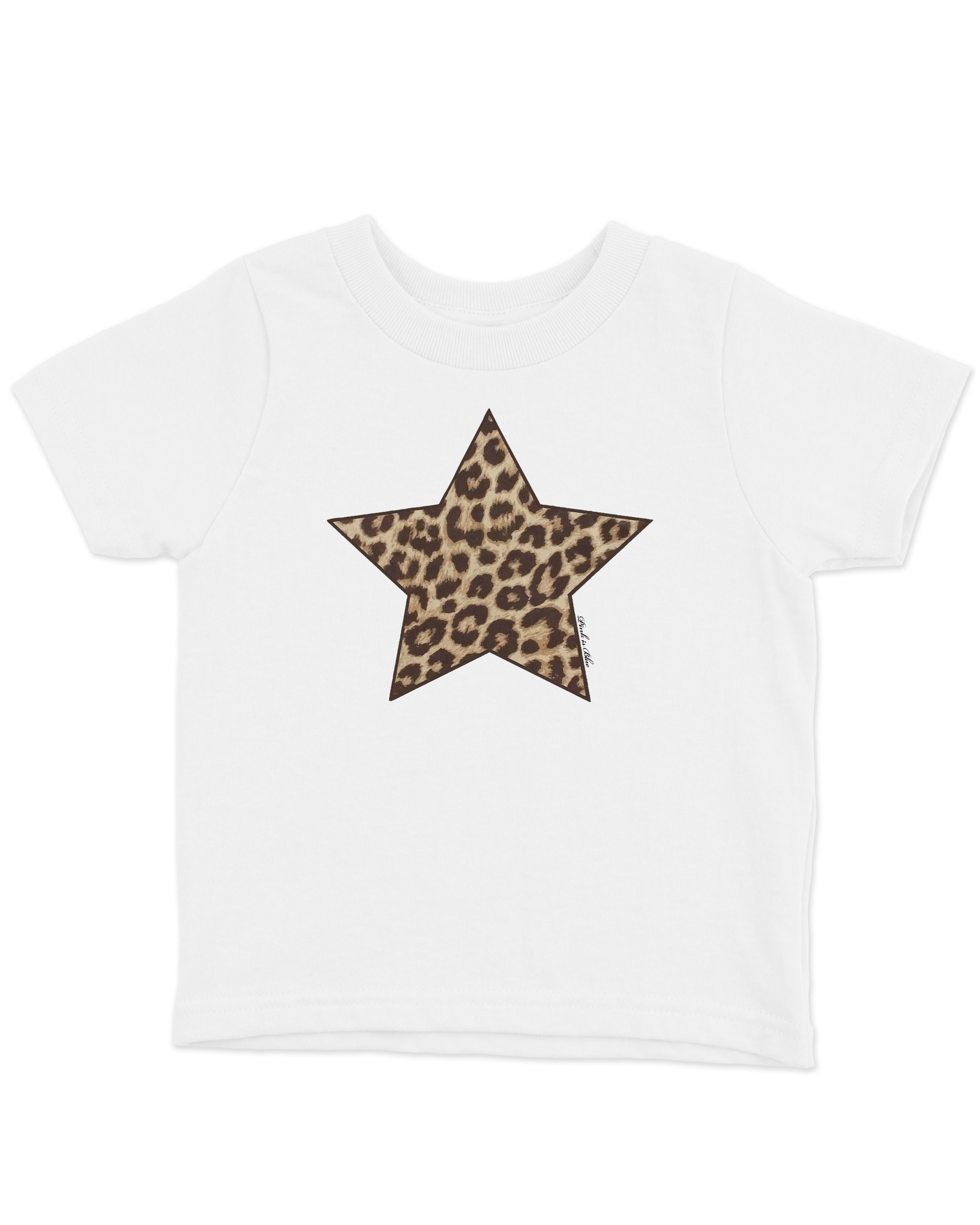 White Baby Tee with a Cheetah Print Star Graphic 