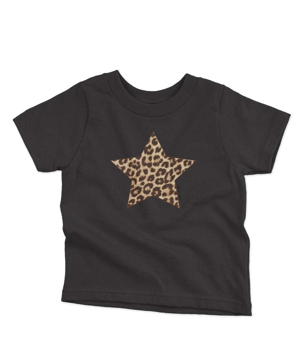 Black Baby Tee with a Cheetah Star Graphic on the front 